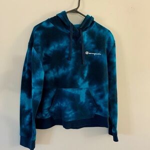 Champion Hoodie Sweatshirt Tie Dye Blue Navy Blue Size S M L